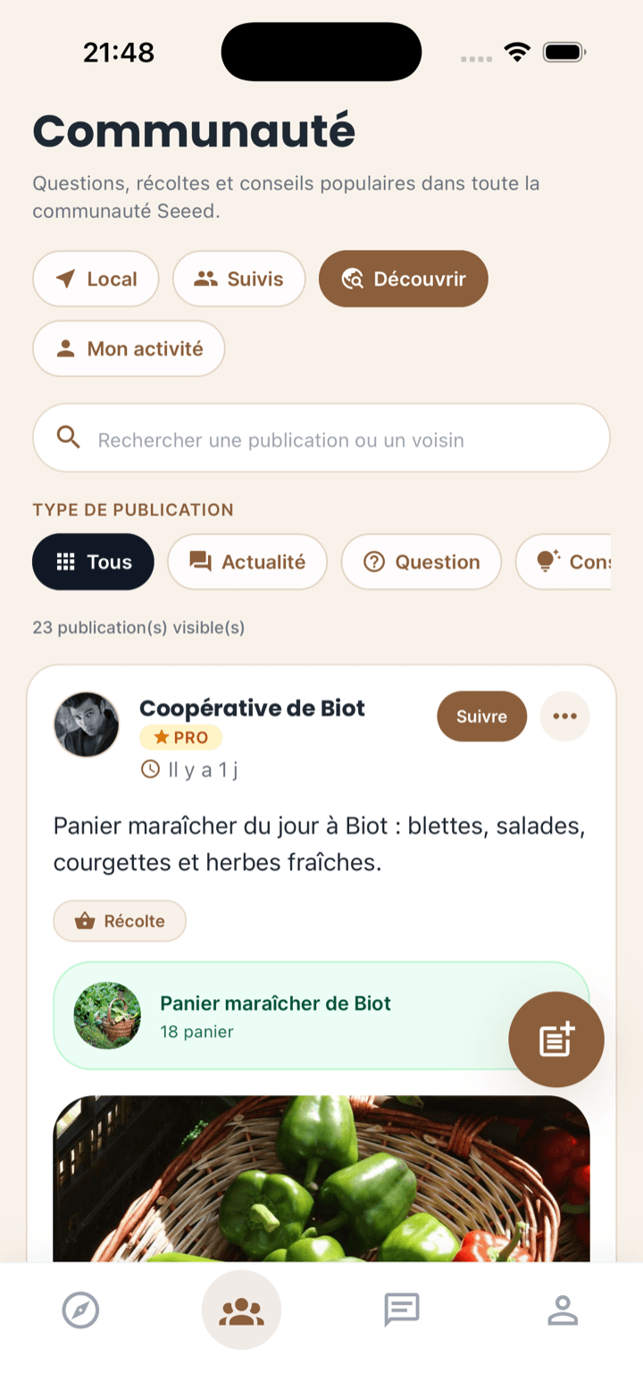 Fil de la communauté Seeed avec des publications de jardiniers